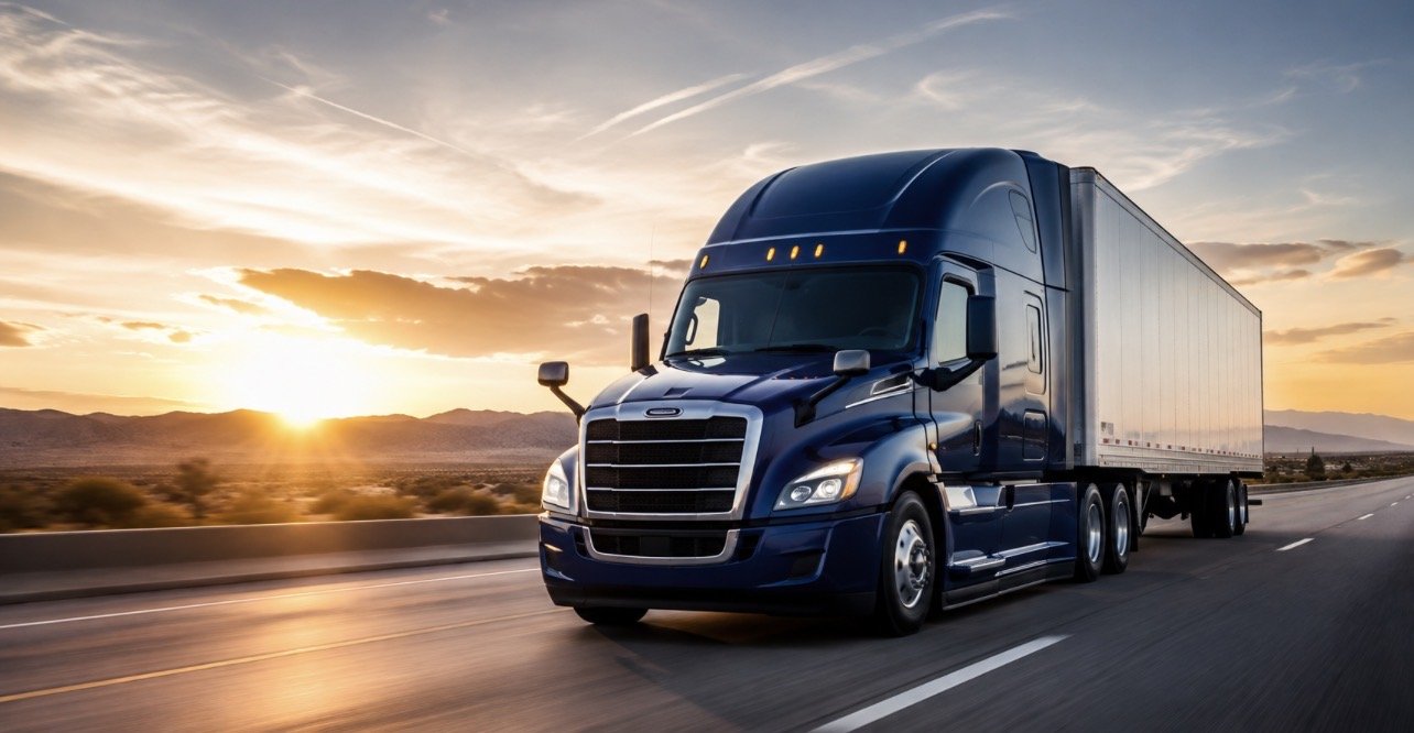 FreightMover247 semi-truck moving freight on a highway